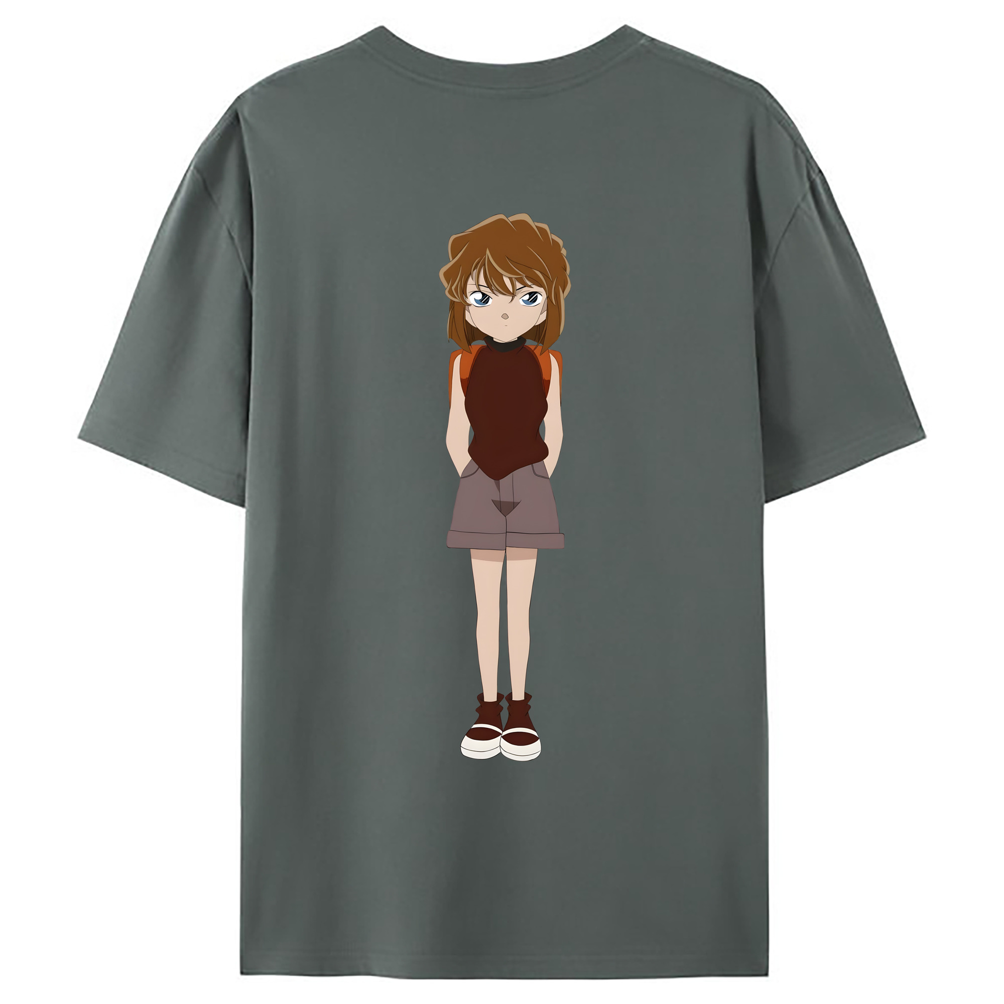 （画像用） 名探偵コナン 灰原 哀 はいばら あい Detective Conan Anita Hailey、Vi Graythorn Haibara Ai 綿100％ メンズ半袖Tシャツ（バックプリント） 通気性